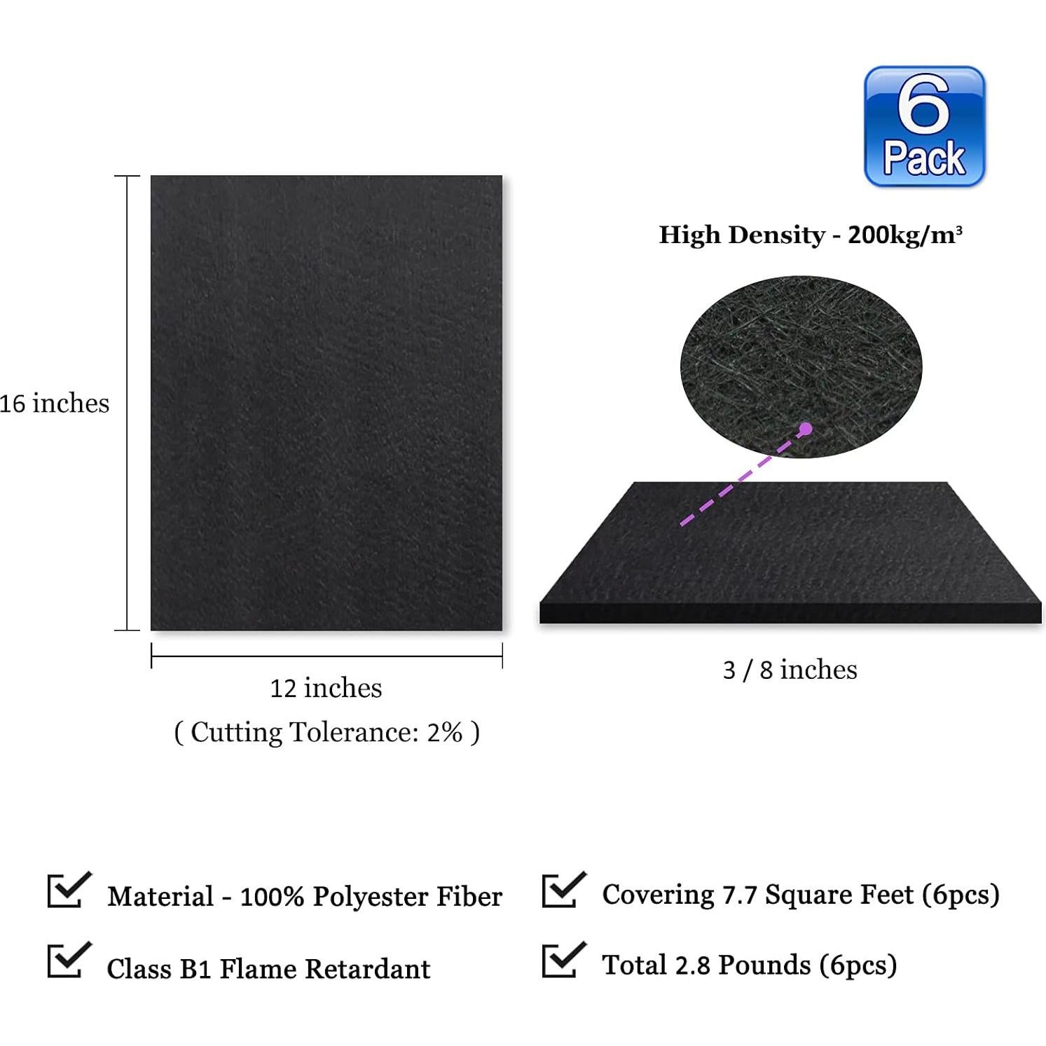 Paneles Acústicos BXI 6 Pcs 40.64x30.48x0.95 cm Alta Densidad