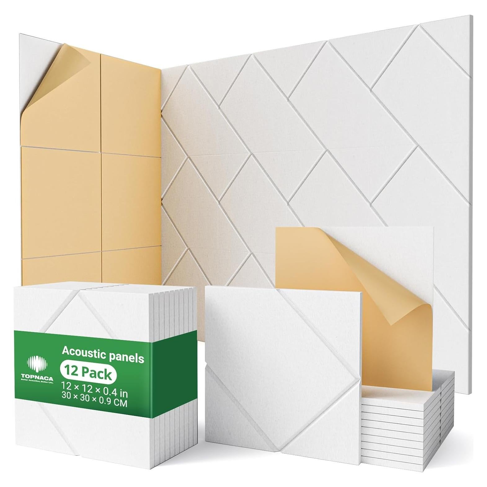 Paquete de 12 Paneles Acústicos Aislantes Topnaca 30.48x30.48cm Blanco