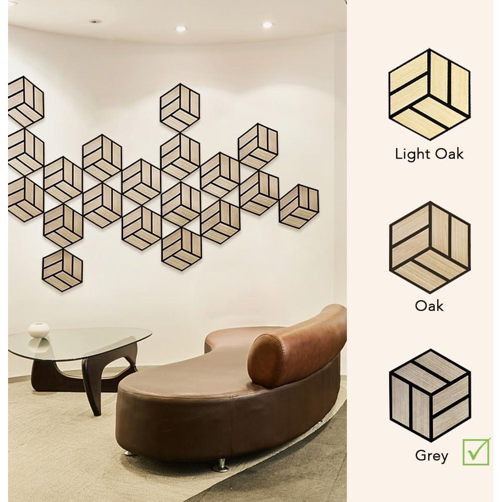 Paneles Acústicos Hexagonales Urban Decor 5 Piezas Gris