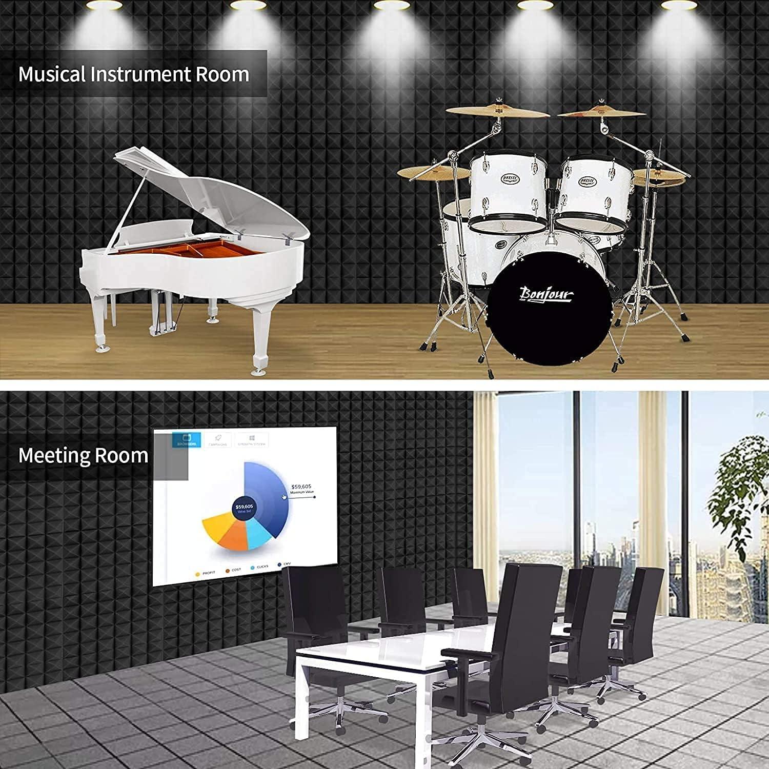 Paneles de Espuma Acústica Pirámide YGM - 18 Piezas 1x1 pies