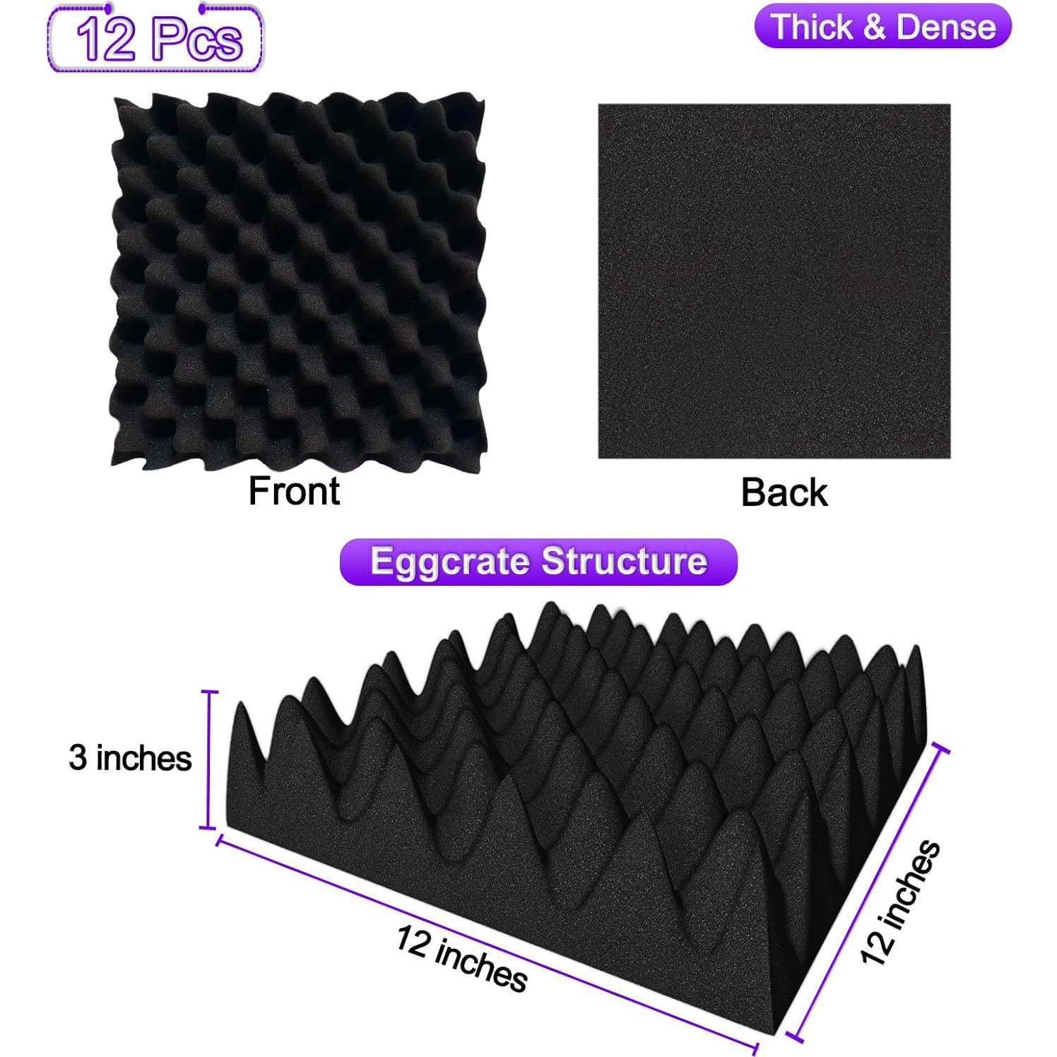Paneles Acústicos TroyStudio 12 Pcs 30x30x7.6 cm Tipo Huevo