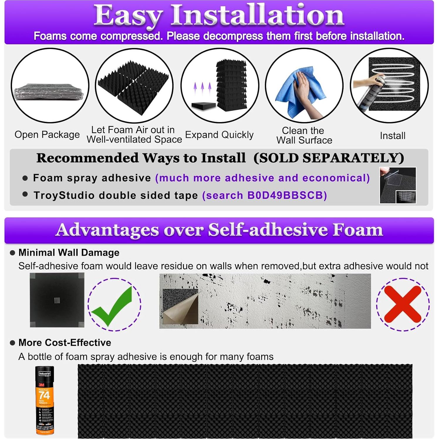 Paneles Acústicos TroyStudio 12 Pcs 30x30x7.6 cm Tipo Huevo