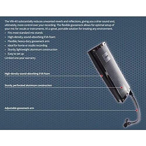 Cabina Vocal Portátil LyxPro VRI-40 con Soporte de Micrófono