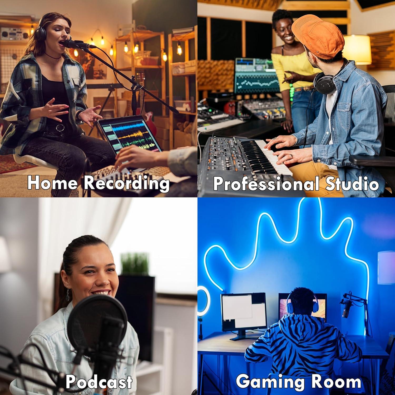 4 Paneles Difusores Acústicos EVA 60x60x5cm Negro para Estudio