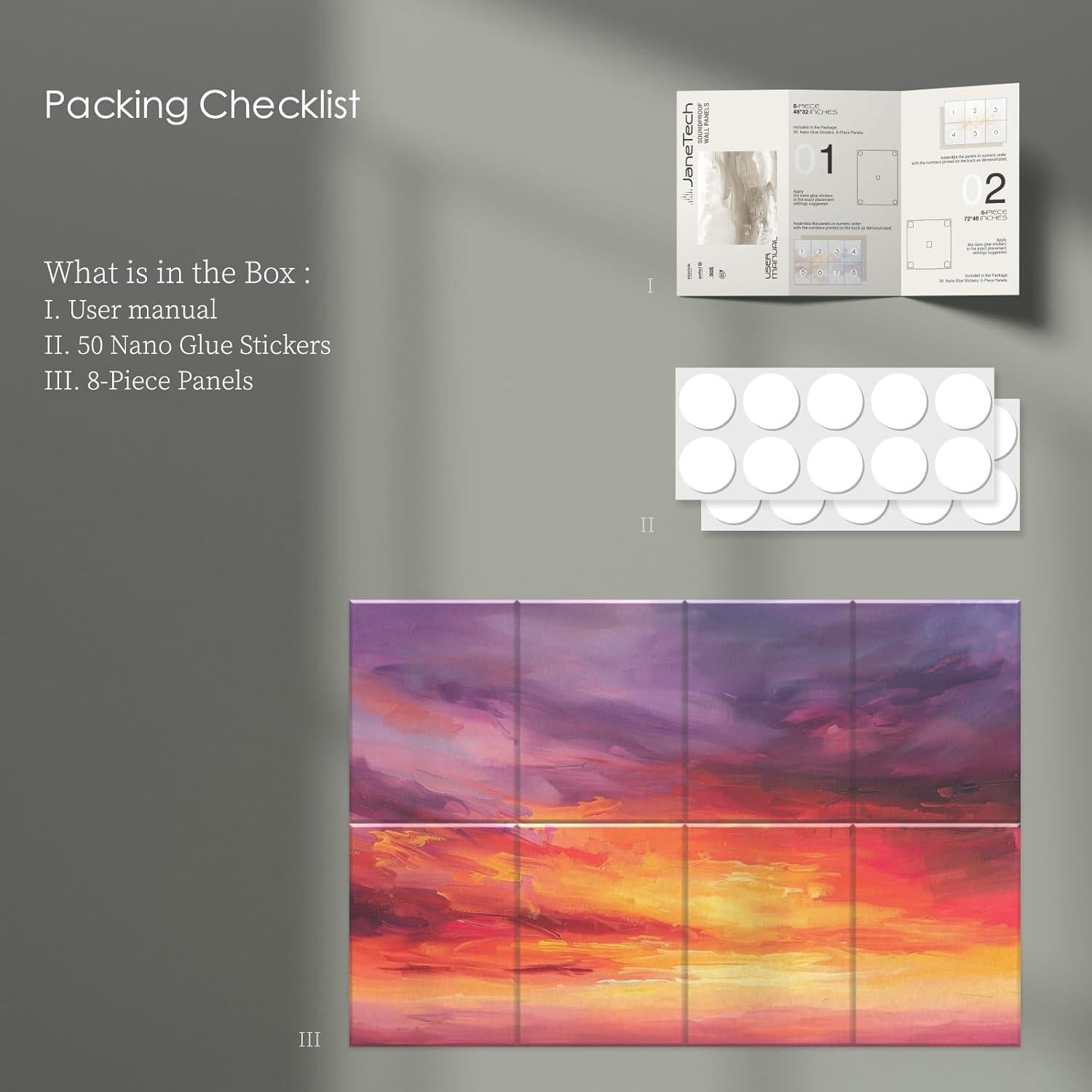 Paquete de 8 Paneles Acústicos Decorativos 121.9x81.3 cm