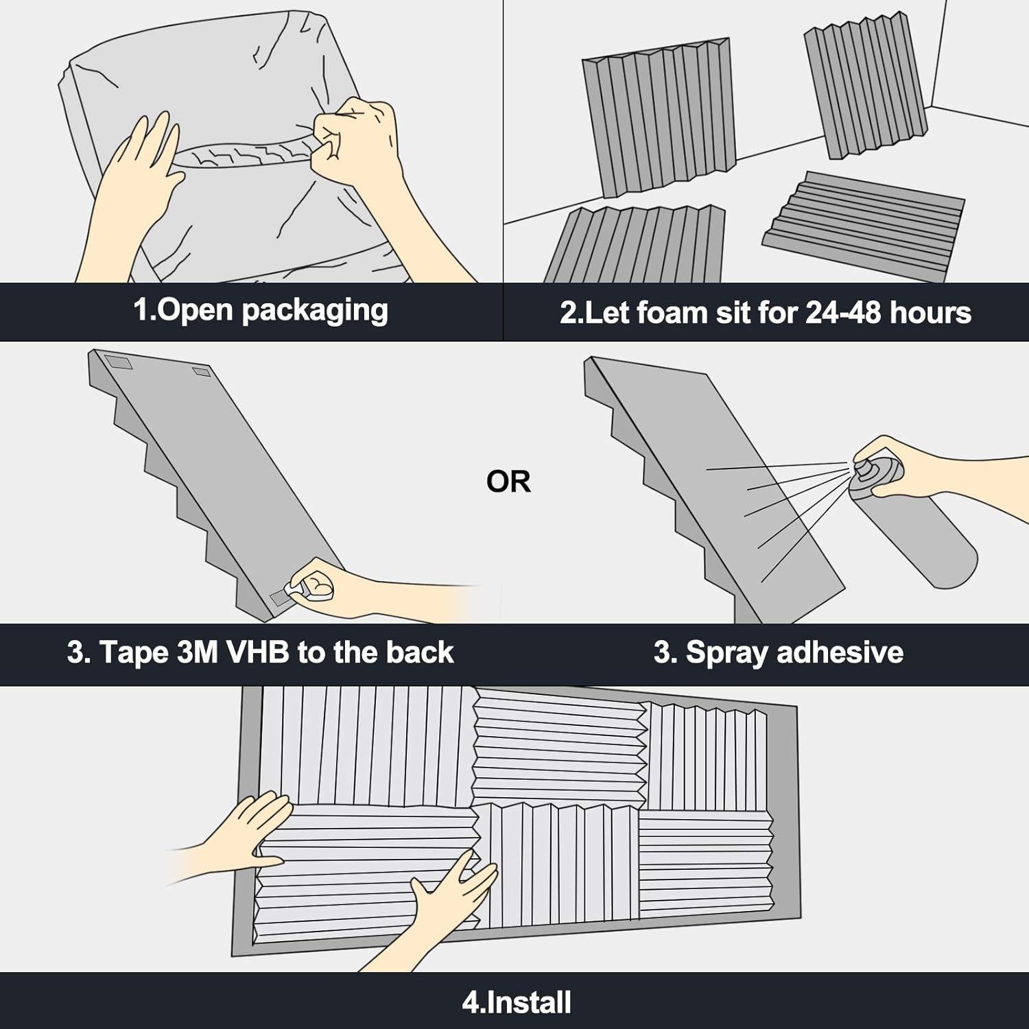 Kit de Paneles Acústicos de Espuma Winllyat 60 Piezas 30x30 cm