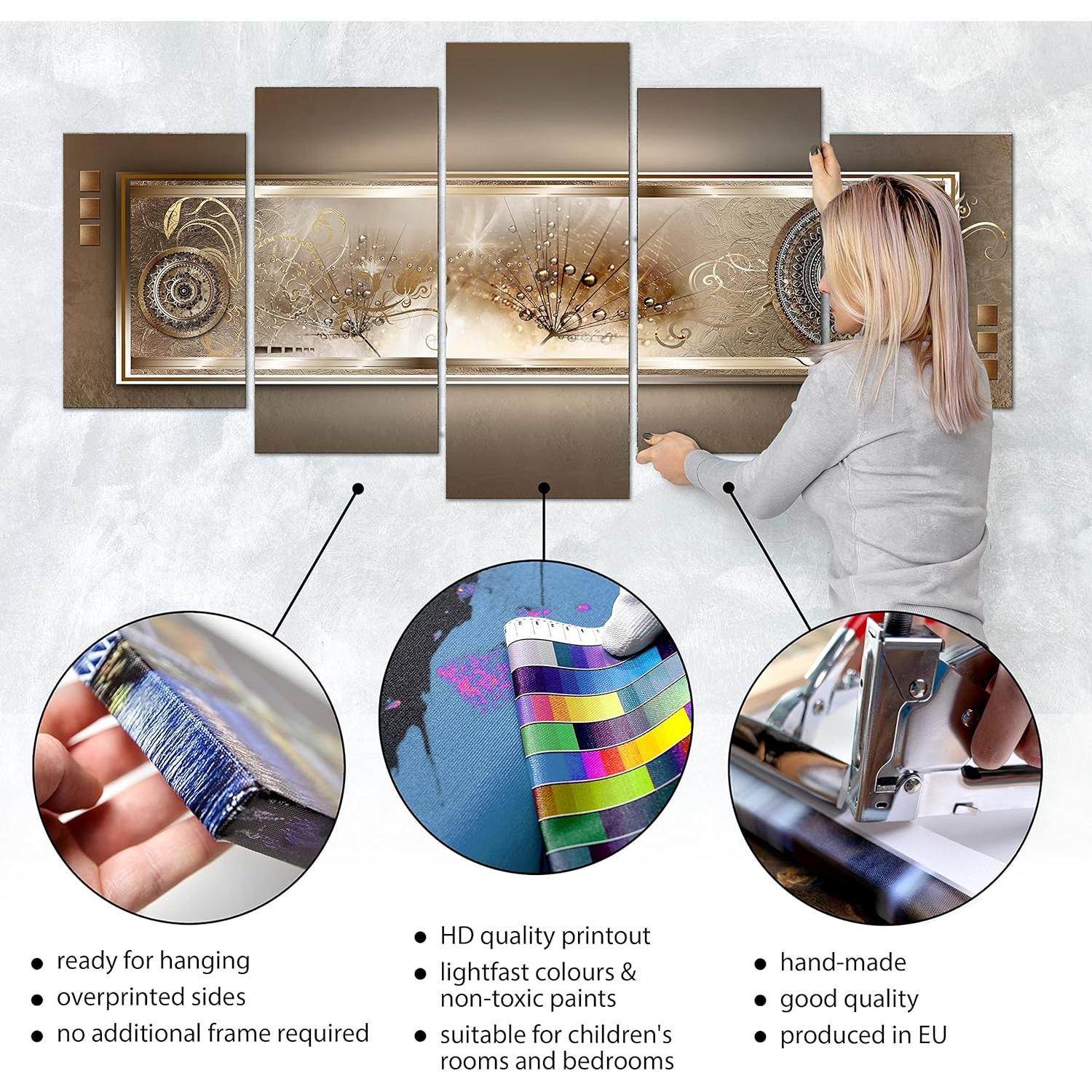 Lienzo Acústico Artgeist 90x45 cm 5 Piezas Mandala Naturaleza