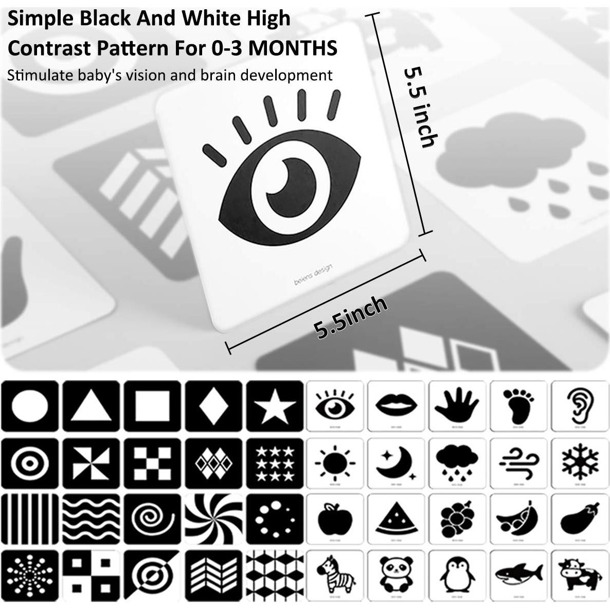 Tarjetas de Flash de Alto Contraste beiens para Bebés 0-3 Meses