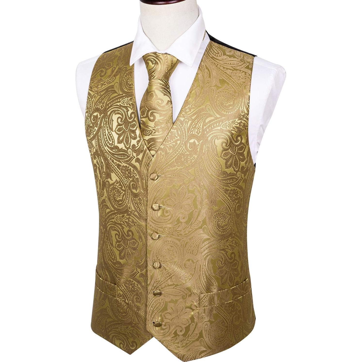 Chaleco Formal Barry.Wang para Hombre con Corbata de Seda 5 Piezas