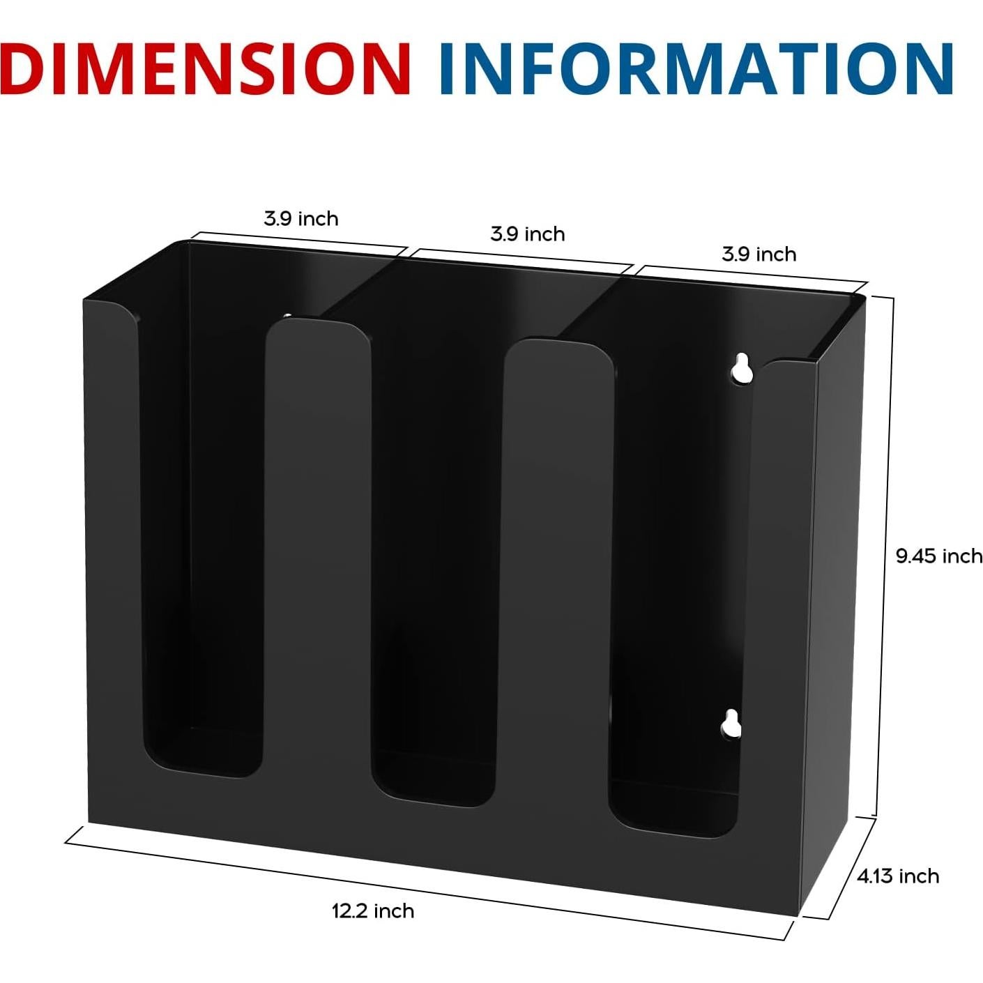 Dispensador de Tazas de Acrílico KOTEMON Negro 3 Compartimentos