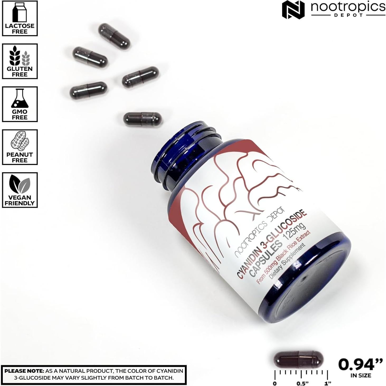 Cápsulas de Cianidina 3-Glucosido Nootropics Depot 125mg 60 Unidades