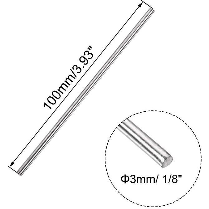 Varilla Redonda Sólida Acero Inoxidable 304 Uxcell 3mm x 100mm - 5pcs