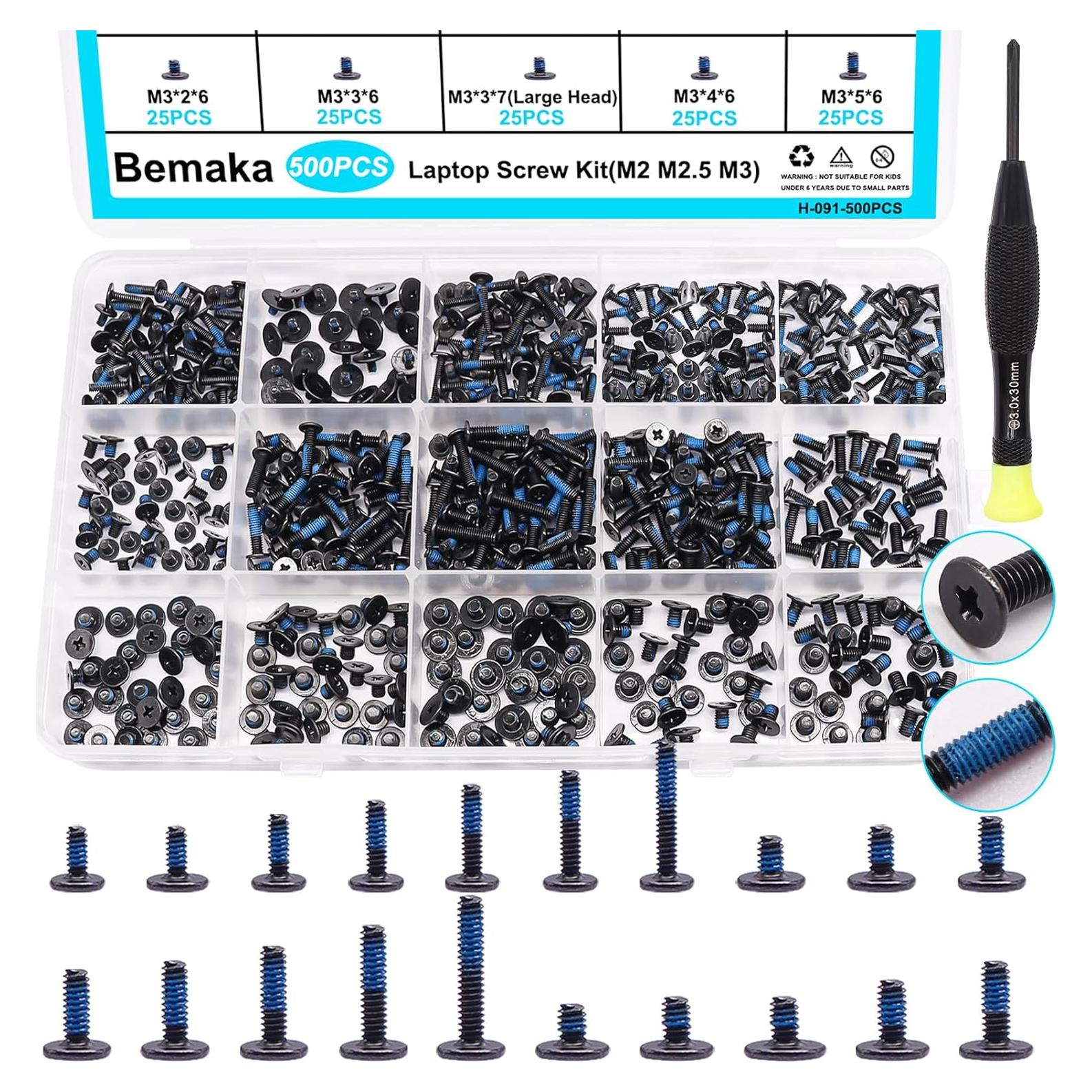 Kit de Tornillos para Laptop 500PCS Bemaka M2 M2.5 M3 Azul