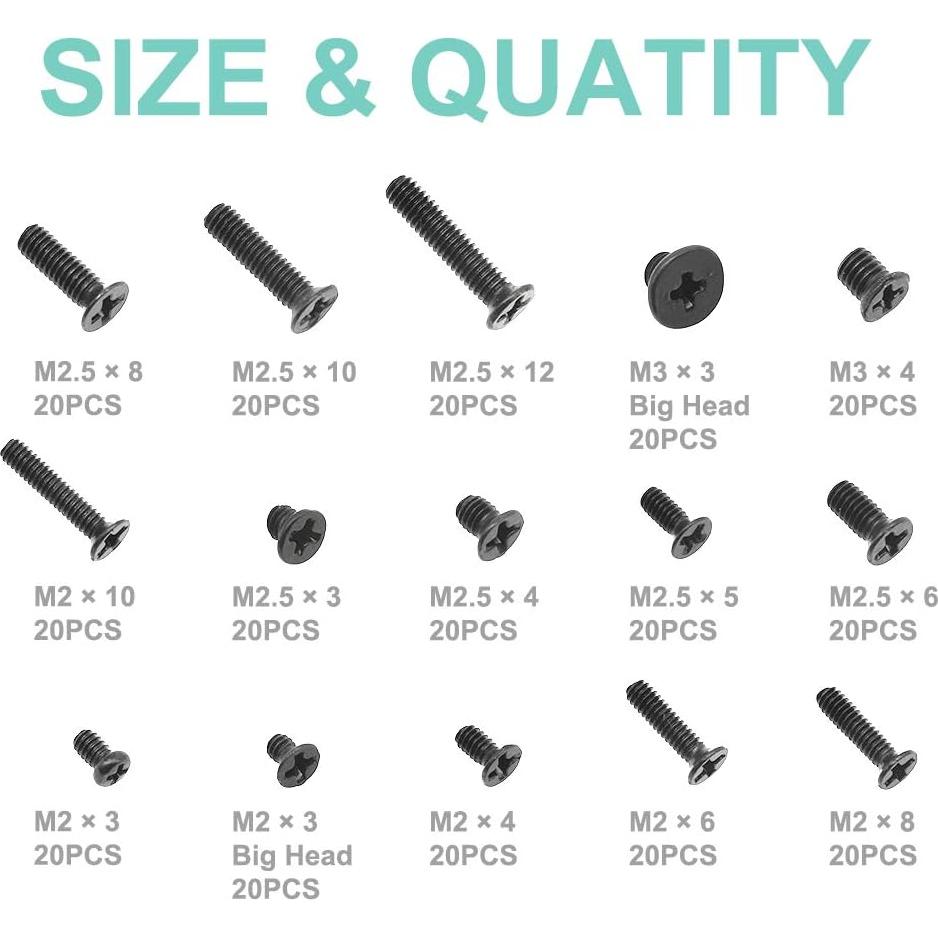 Kit de Tornillos de Reemplazo QTEATAK 300 Pcs para Laptop