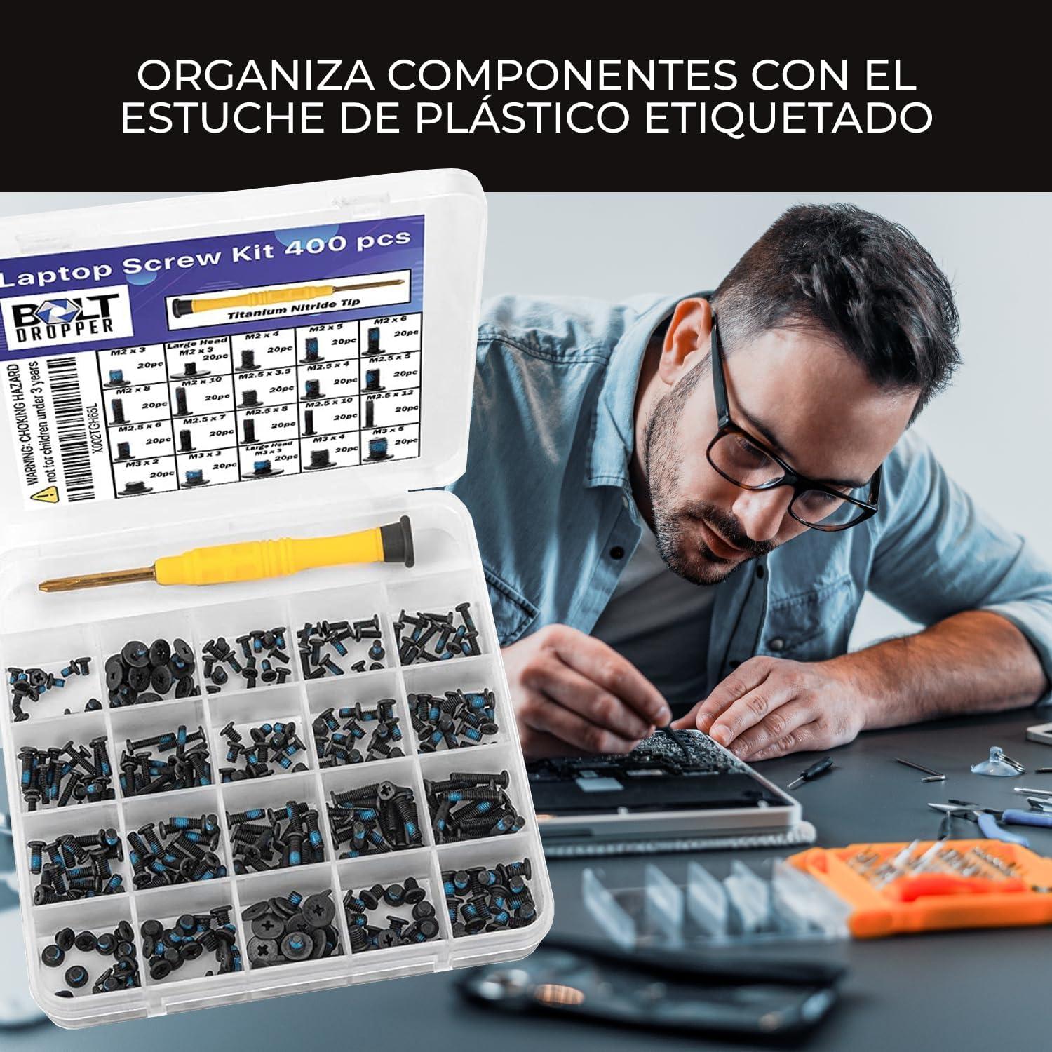 Kit de Tornillos para Laptop Bolt Dropper 400 Piezas Nylok