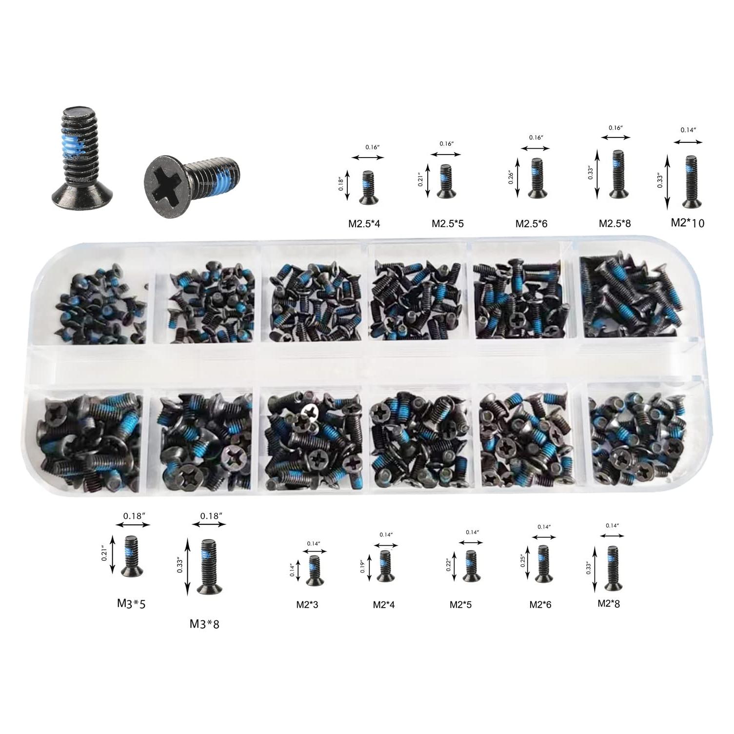 Kit de Tornillos Nylok Azul 360 Piezas M2 M2.5 M3 Persberg