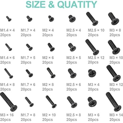 Kit de Tornillos de Reemplazo QTEATAK 480 Pcs para Laptop