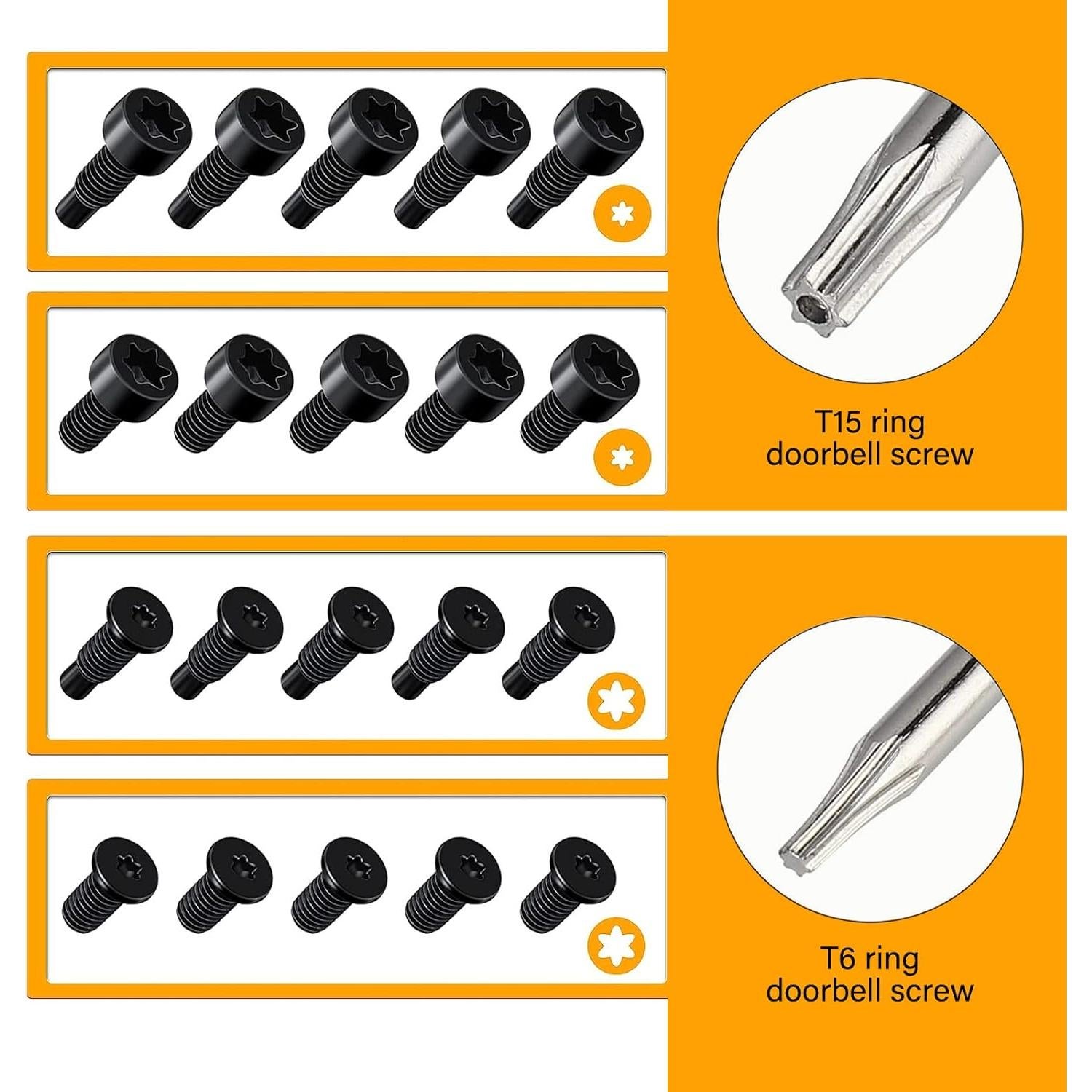 Kit de Tornillos y Destornillador Naranja para Timbre - 20 Pcs