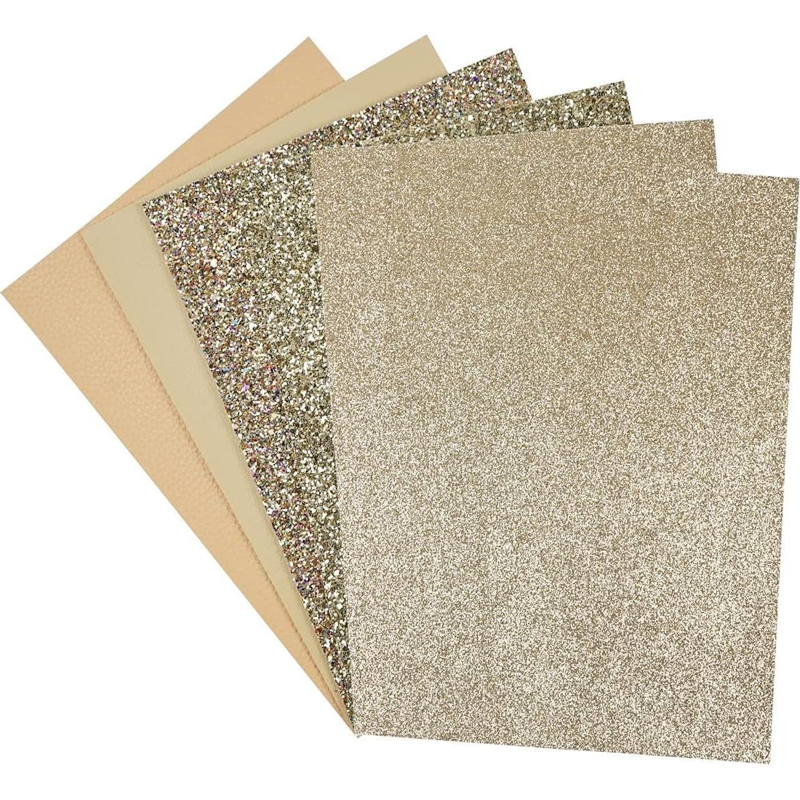 Hojas de Cuero Sintético Litchi 20x30 cm Paquete de 6 Oro