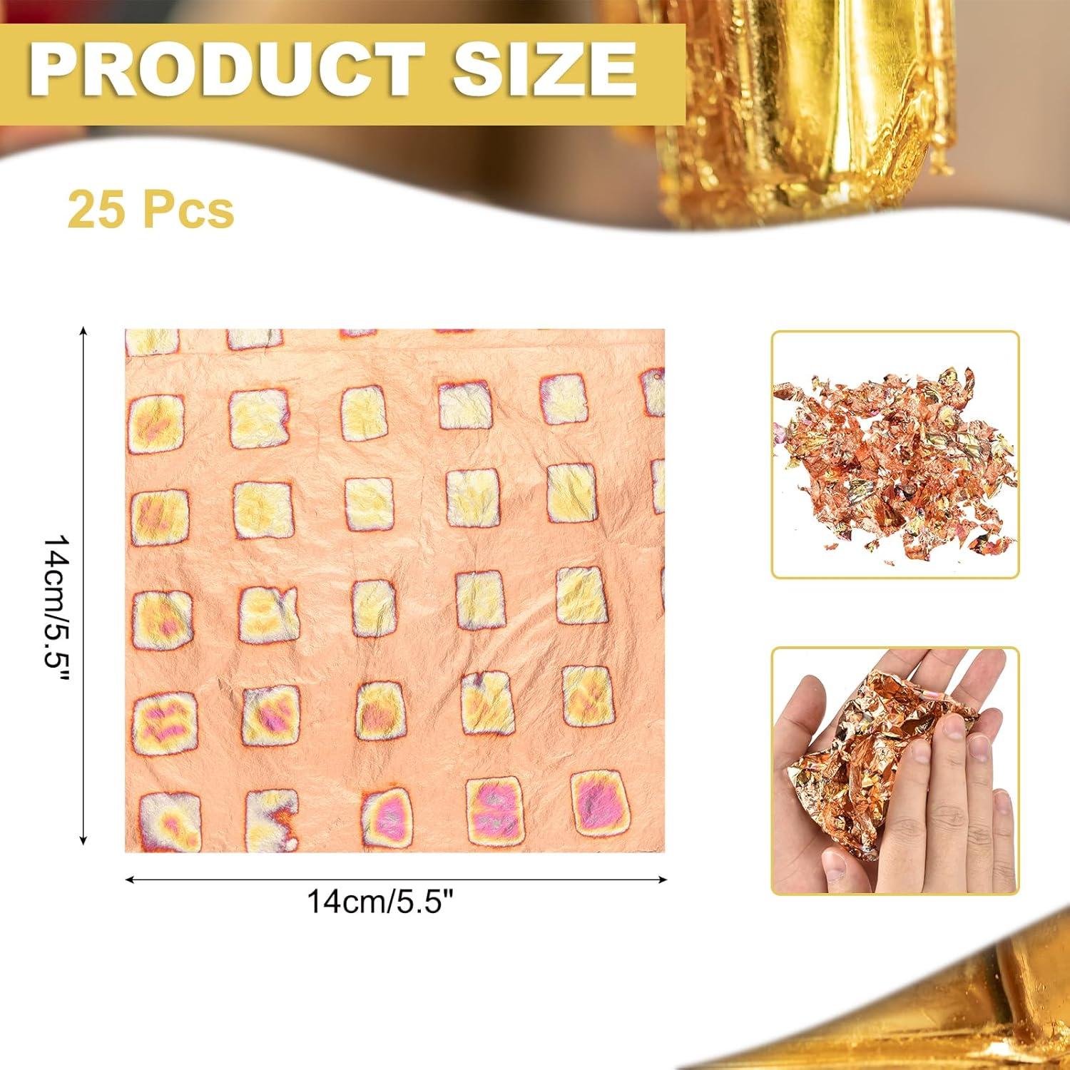 Hojas de Foil de Imitación MECCANIXITY 25 Pcs 14x14cm Oro