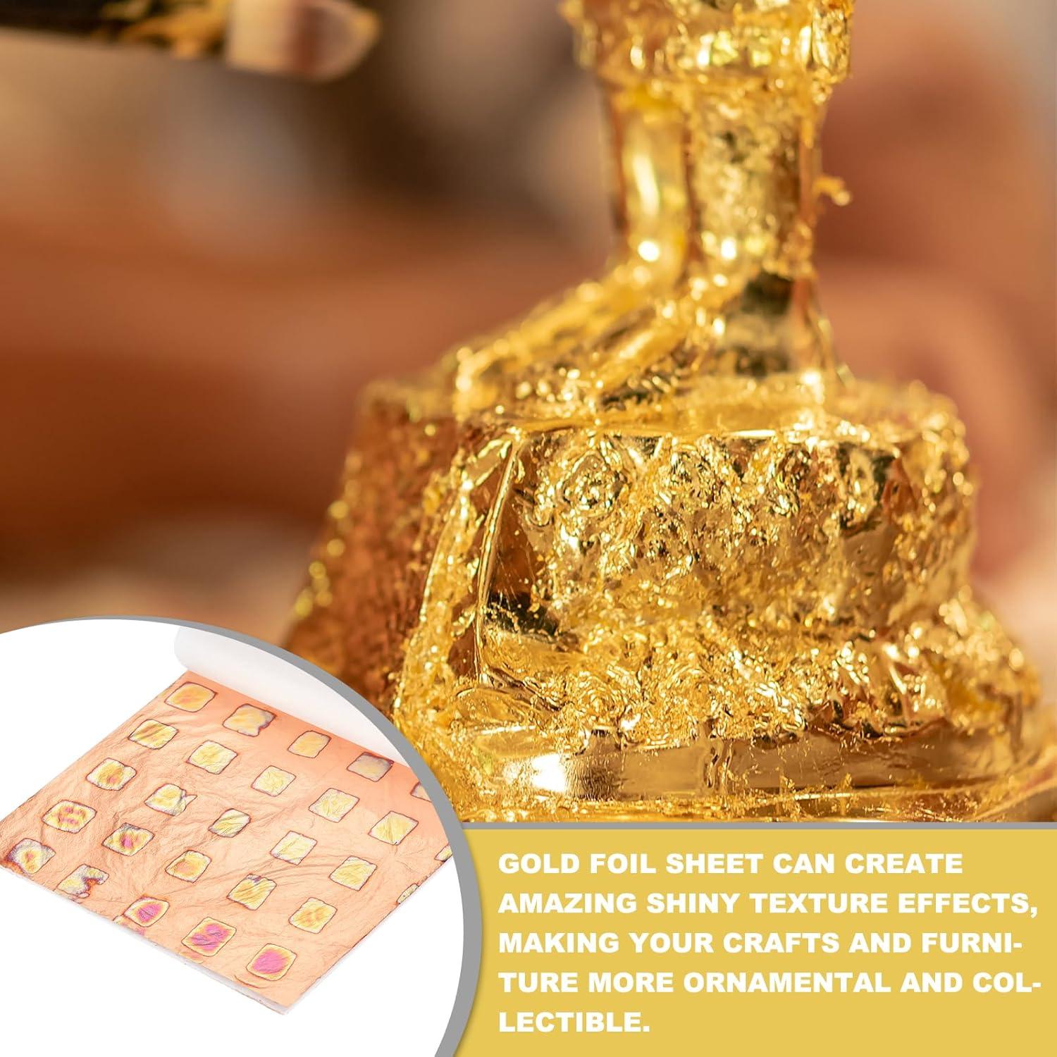 Hojas de Foil de Imitación MECCANIXITY 25 Pcs 14x14cm Oro