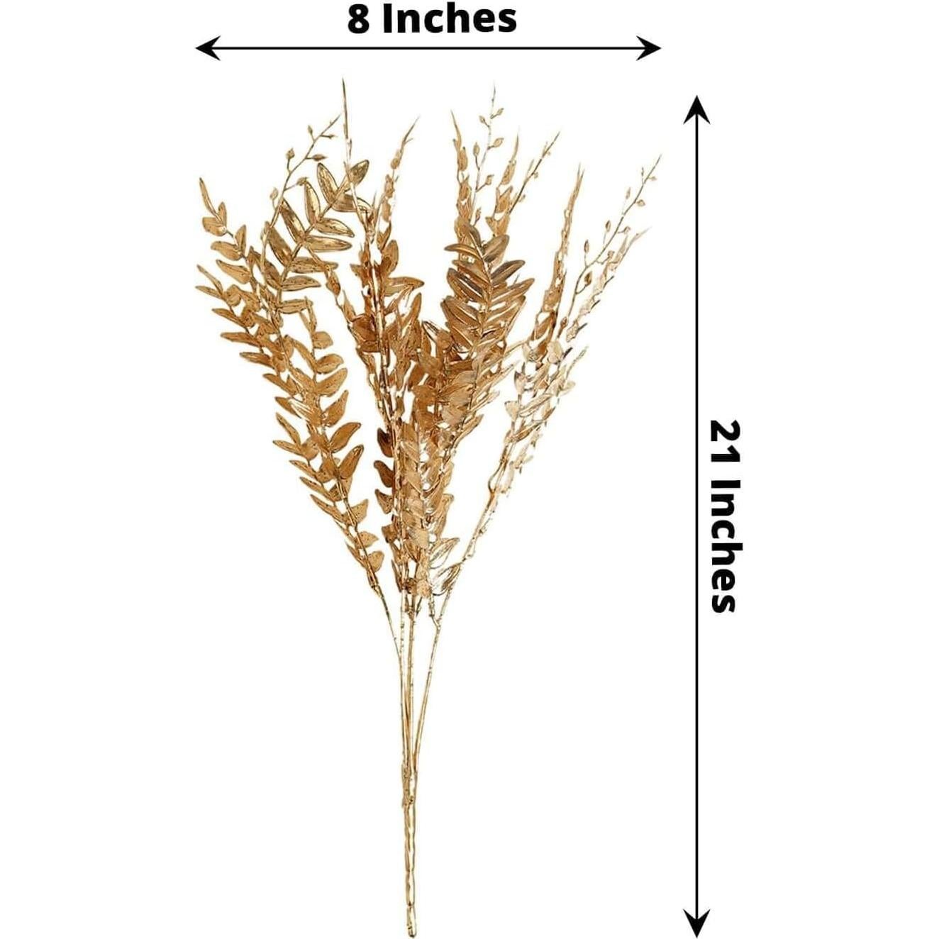 Ramas de Helecho Artificial Dorado Metálico Efavormart 2 Piezas