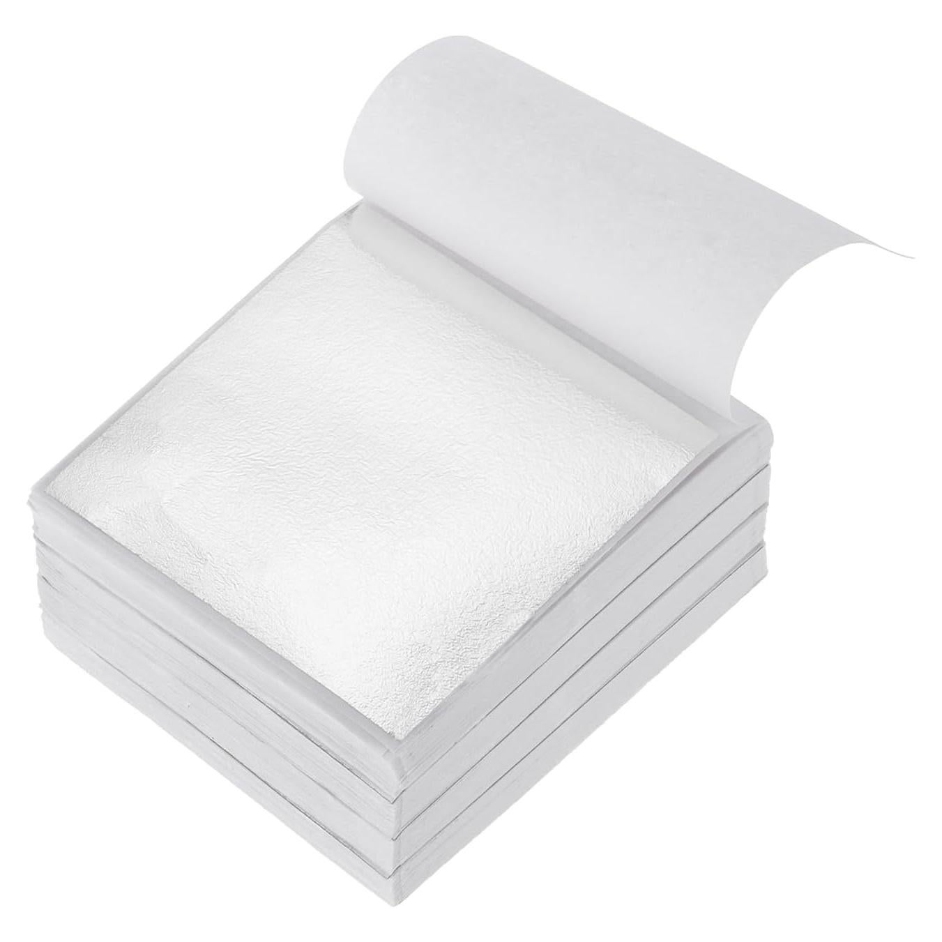 Hojas de Foil de Oro Imitación MECCANIXITY 400 Pcs 9x9cm Plata