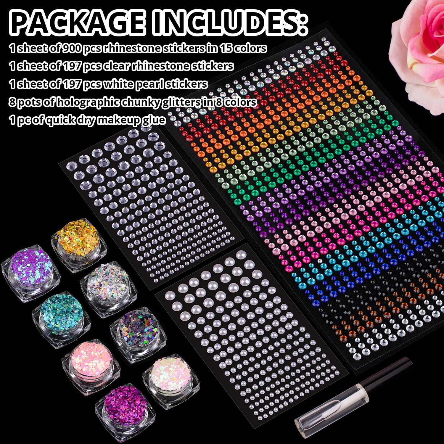 Set de Pegatinas de Gemas y Brillo Grueso BLLEBOOST - 1294 Pcs