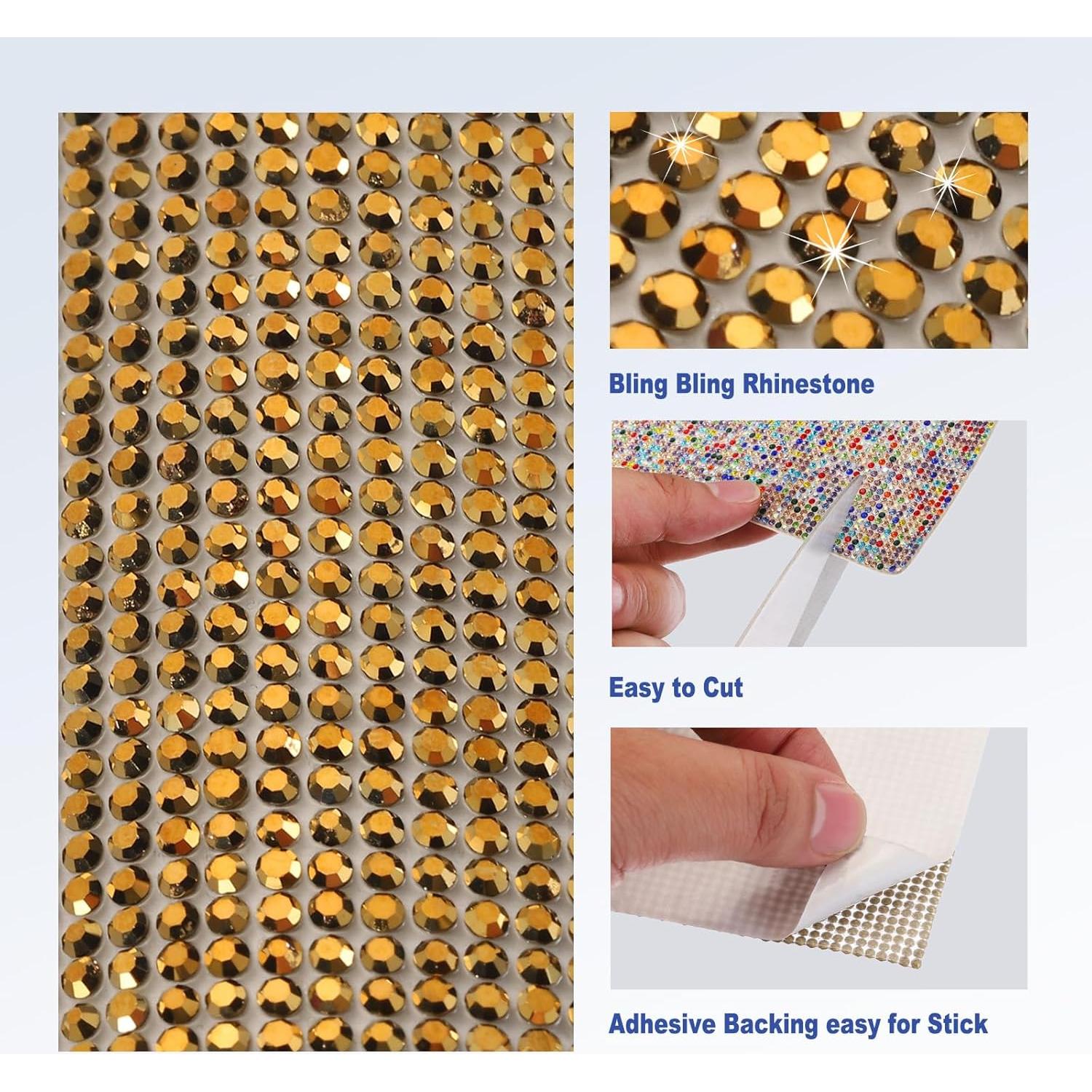 Hoja de Cristales Brillantes Autoadhesiva MECCANIXITY 200x20cm Oro