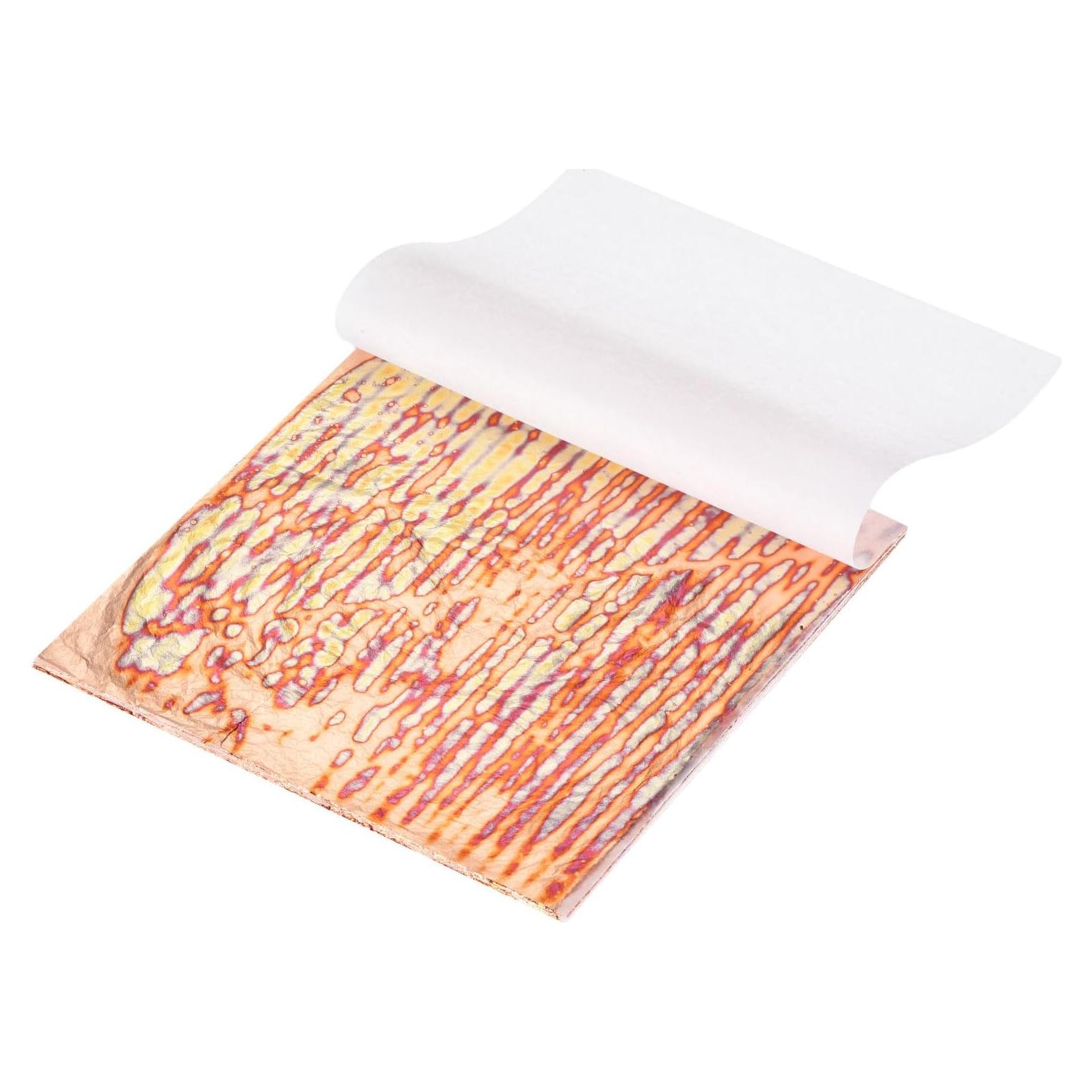 Hojas de Oro Imitación MECCANIXITY 50 Pcs 14x14cm Cobre