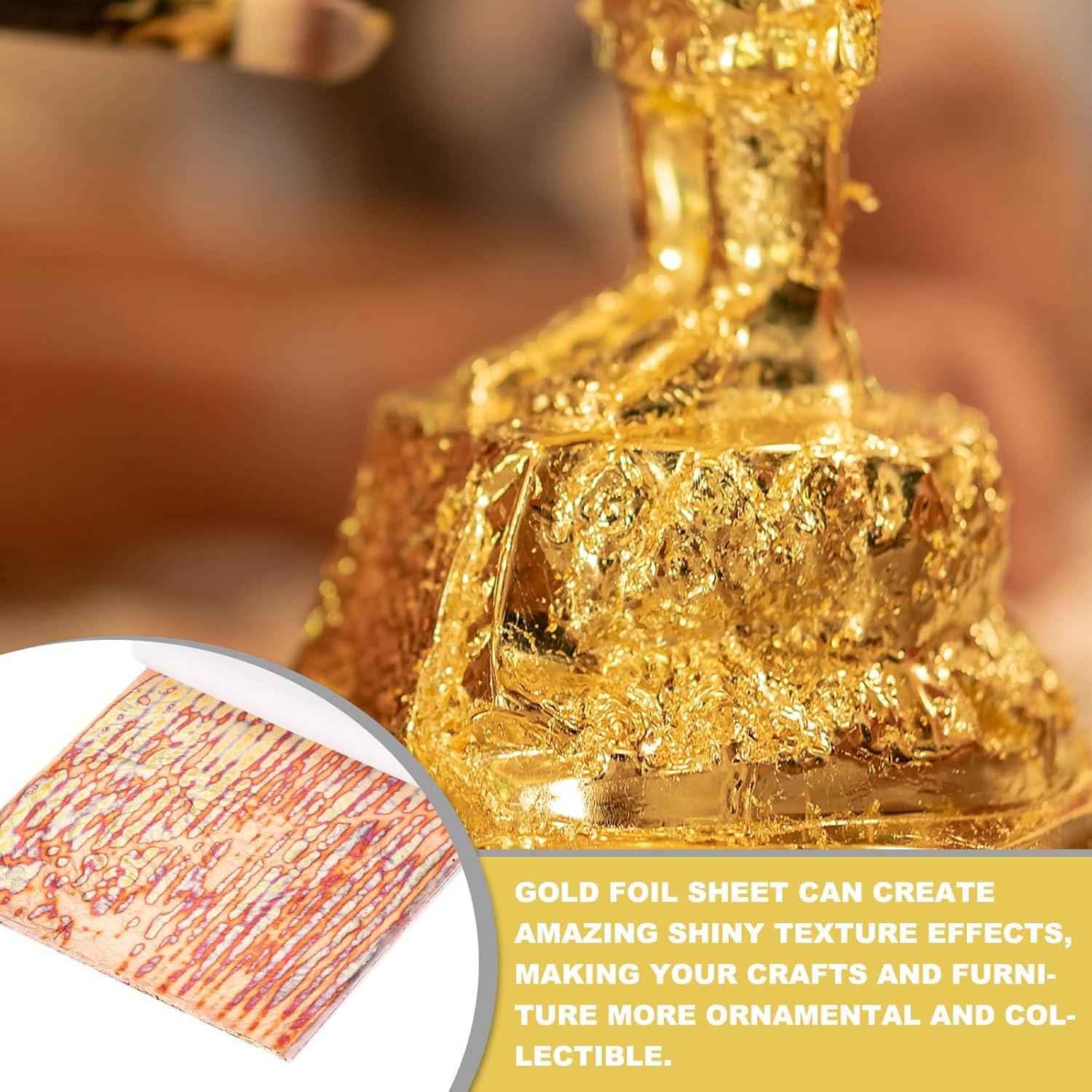 Hojas de Oro Imitación MECCANIXITY 50 Pcs 14x14cm Cobre