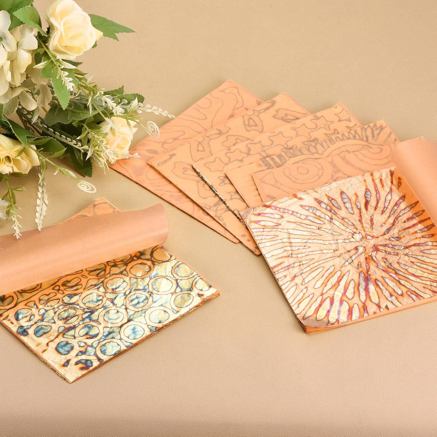 Hojas de Oro Imitación MECCANIXITY 50 Pcs 14x14cm Cobre