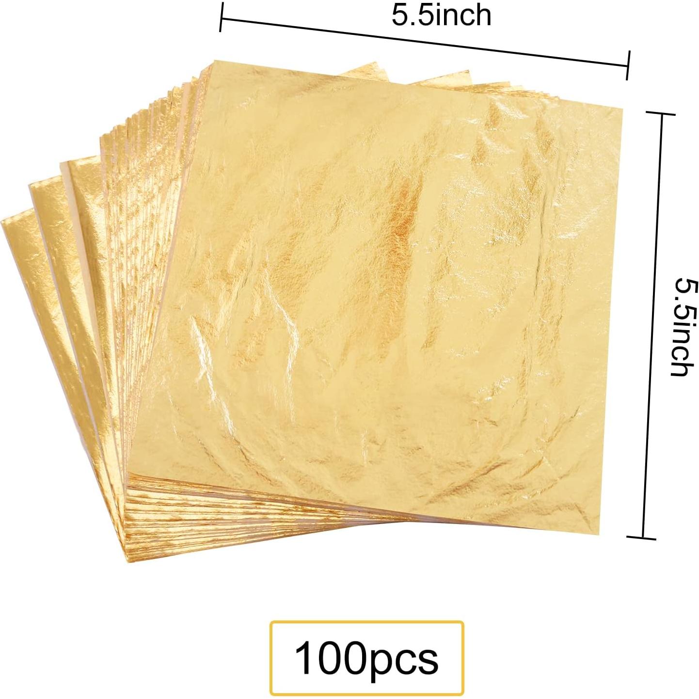 Juego de Hojas de Imitación de Oro 300 Hojas 14x14 cm