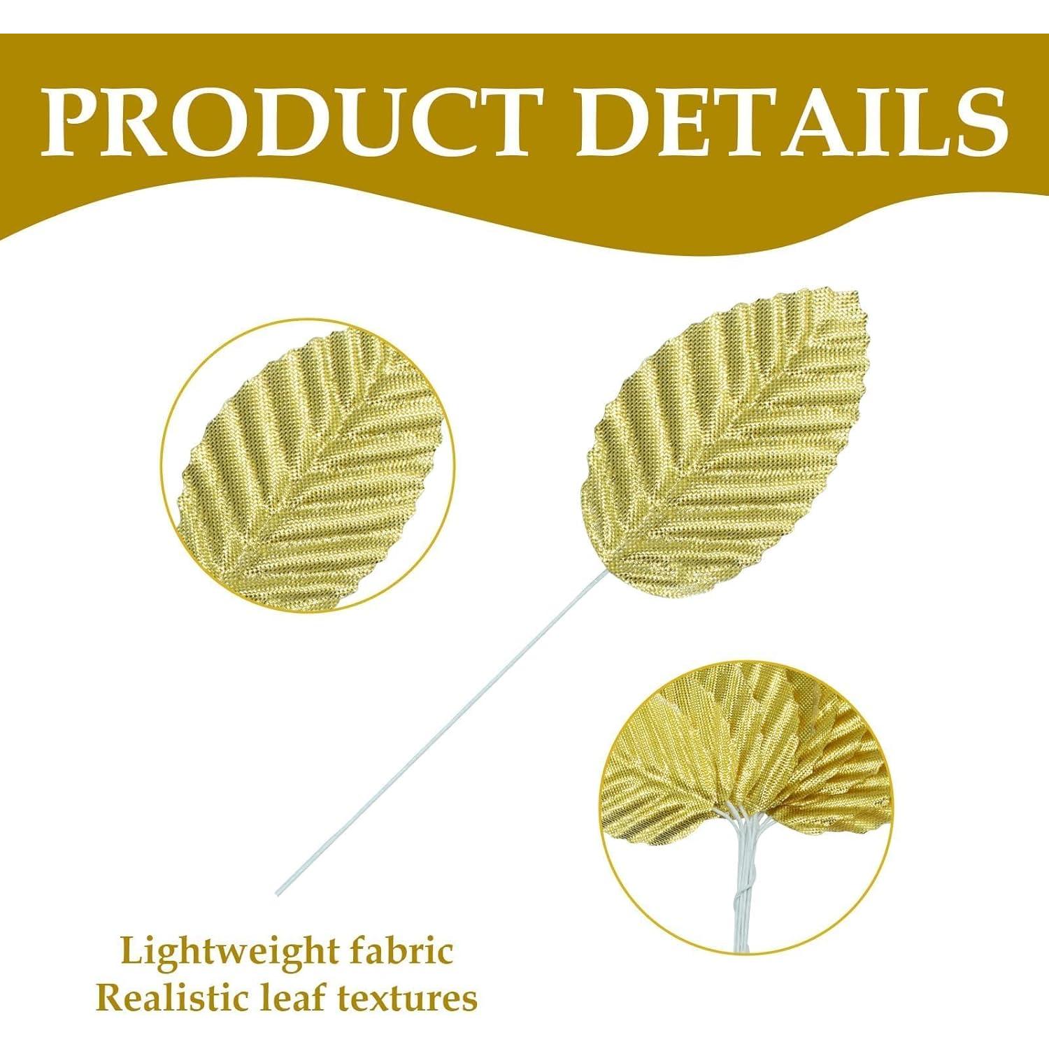 50 Hojas de Seda Artificial MARRTEUM Doradas para Decoración