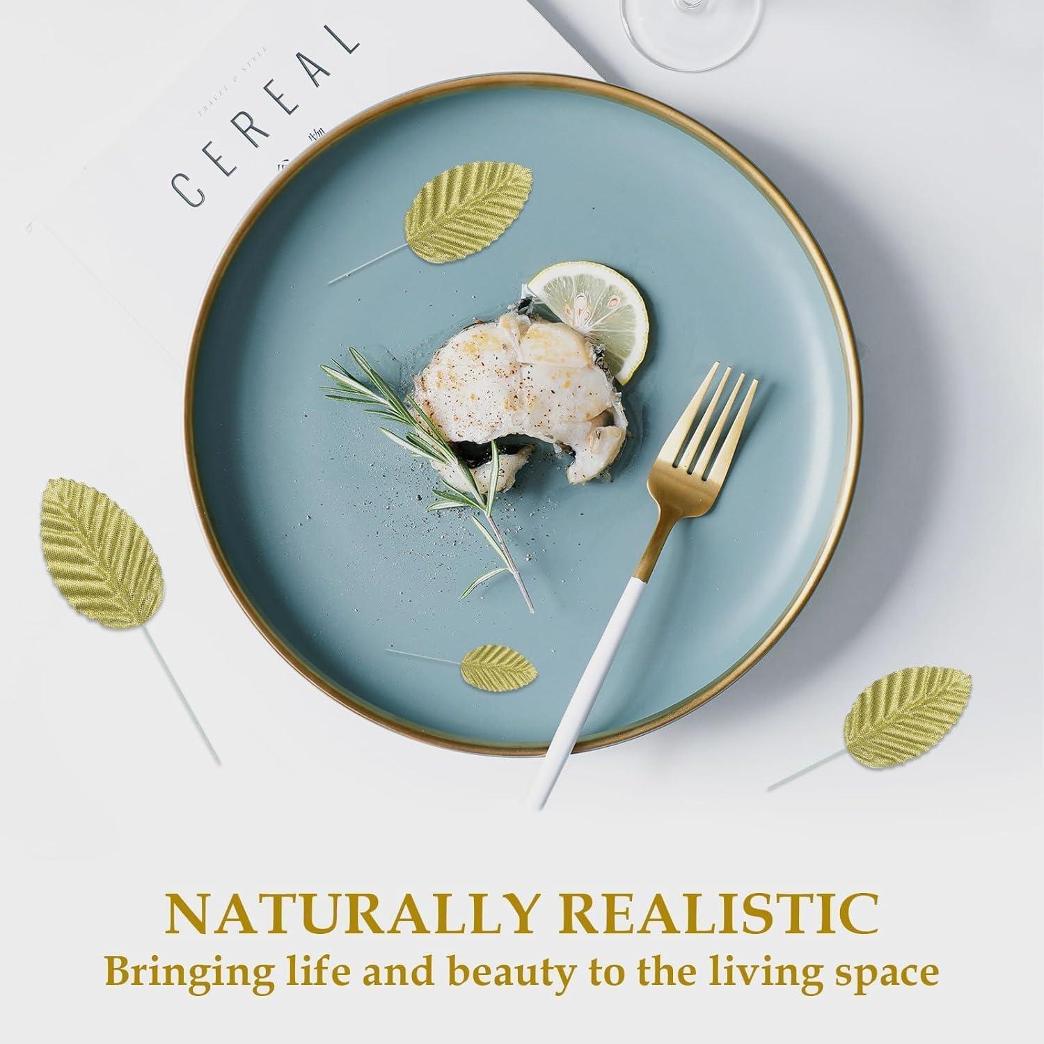 50 Hojas de Seda Artificial MARRTEUM Doradas para Decoración