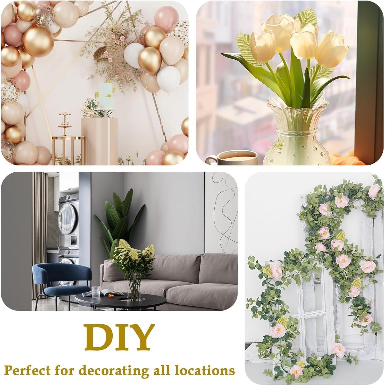 50 Hojas de Seda Artificial MARRTEUM Doradas para Decoración