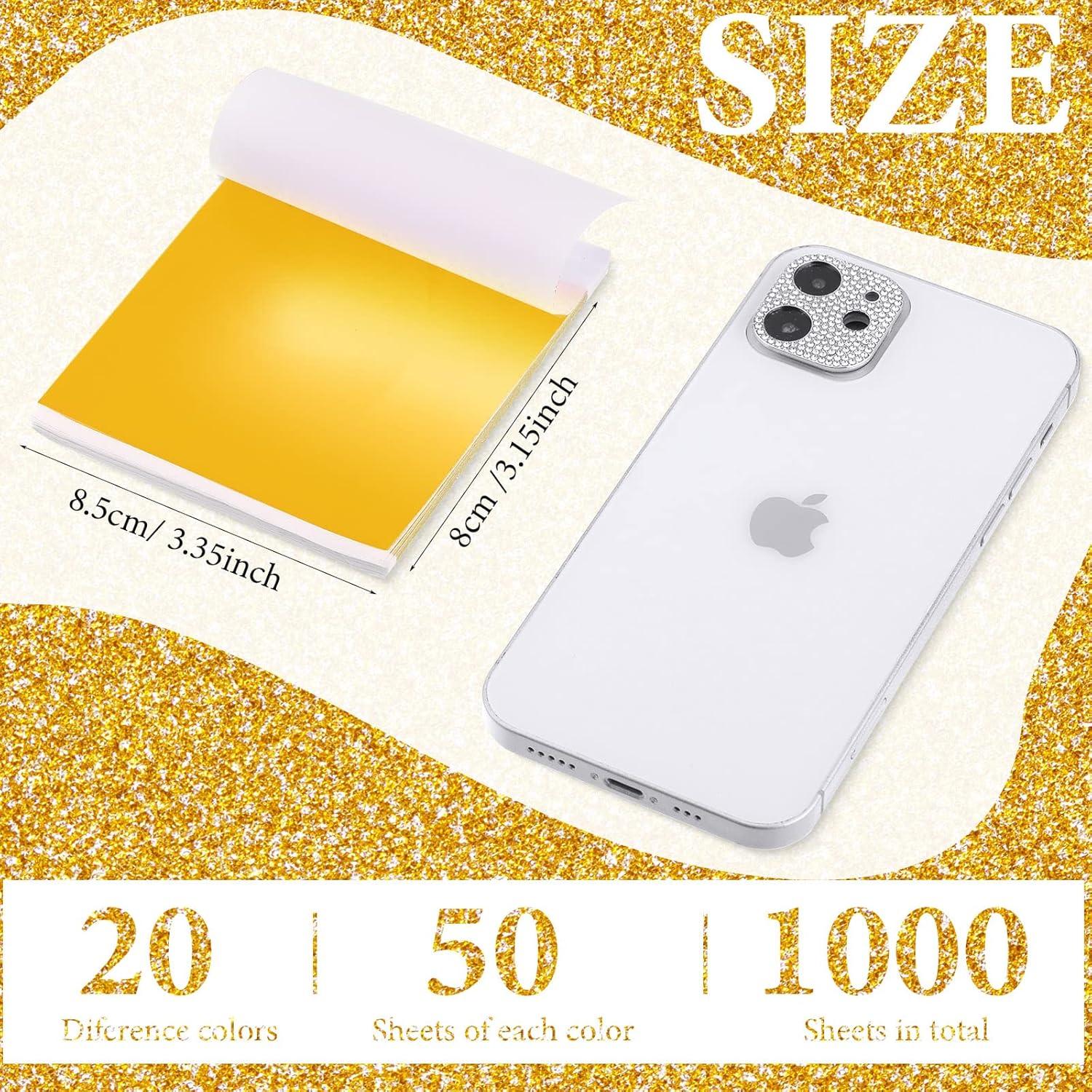 Hojas de Oro Imitación Sadnyy 1000 Piezas 20 Colores 8x8.5cm