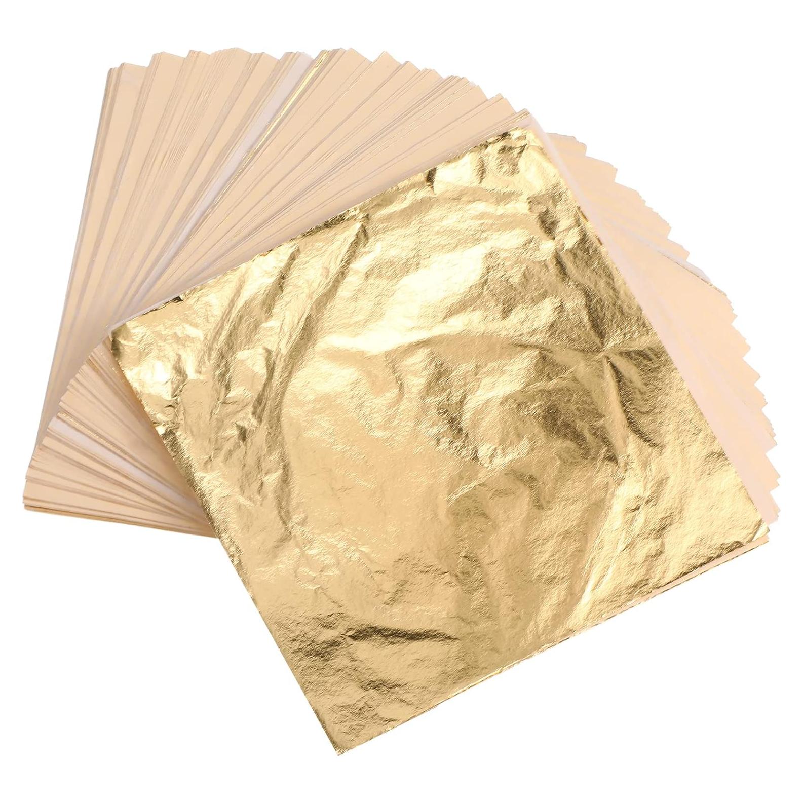 Hojas de Oro Imitación Harloon 500 Unidades 14x14 cm