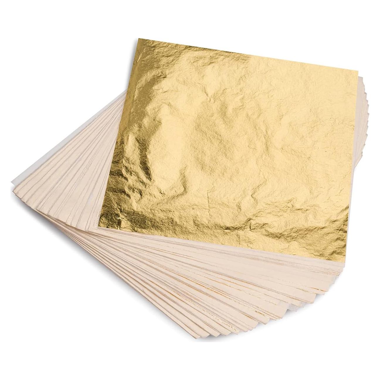 Hojas de Oro KraftiSky - 100 Piezas 14x14 cm para Manualidades
