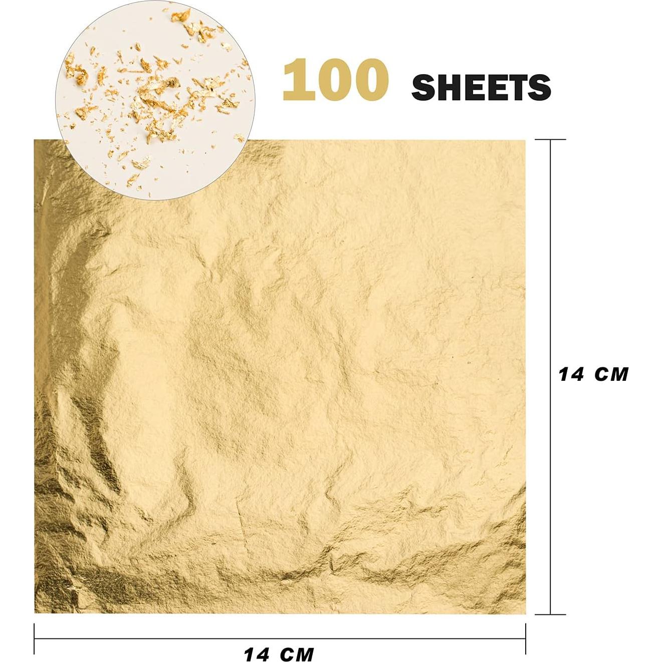 Hojas de Oro KraftiSky - 100 Piezas 14x14 cm para Manualidades