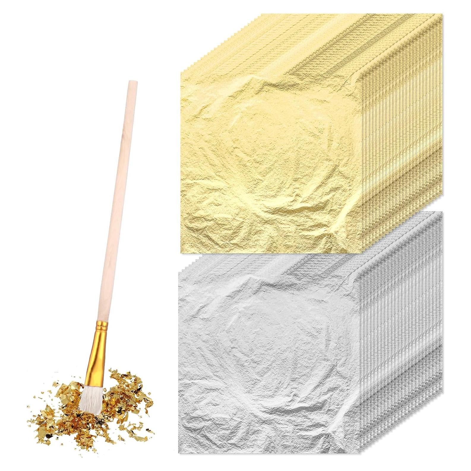 100 Hojas de Foil Dorado y Plateado 14x14 cm para Manualidades