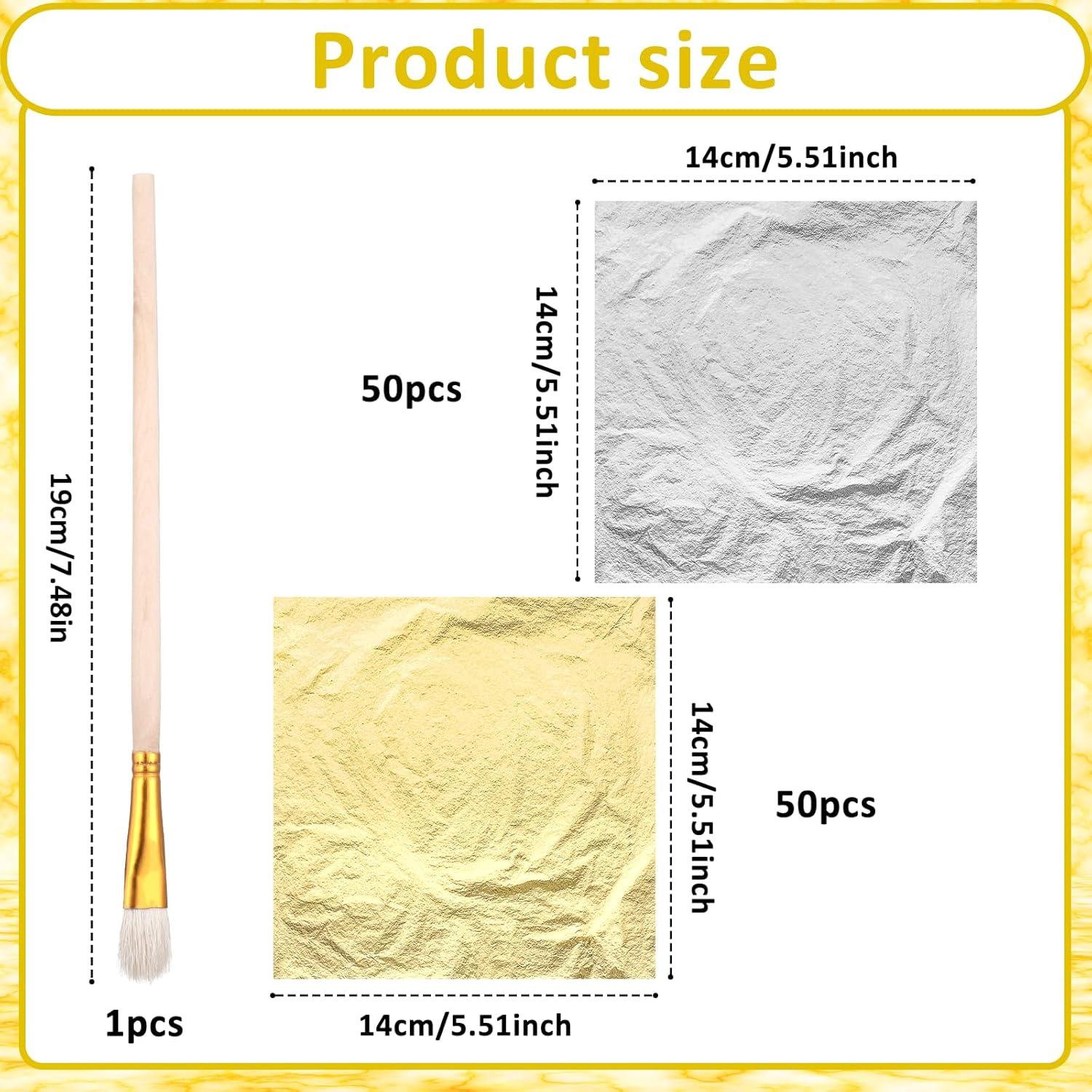 100 Hojas de Foil Dorado y Plateado 14x14 cm para Manualidades