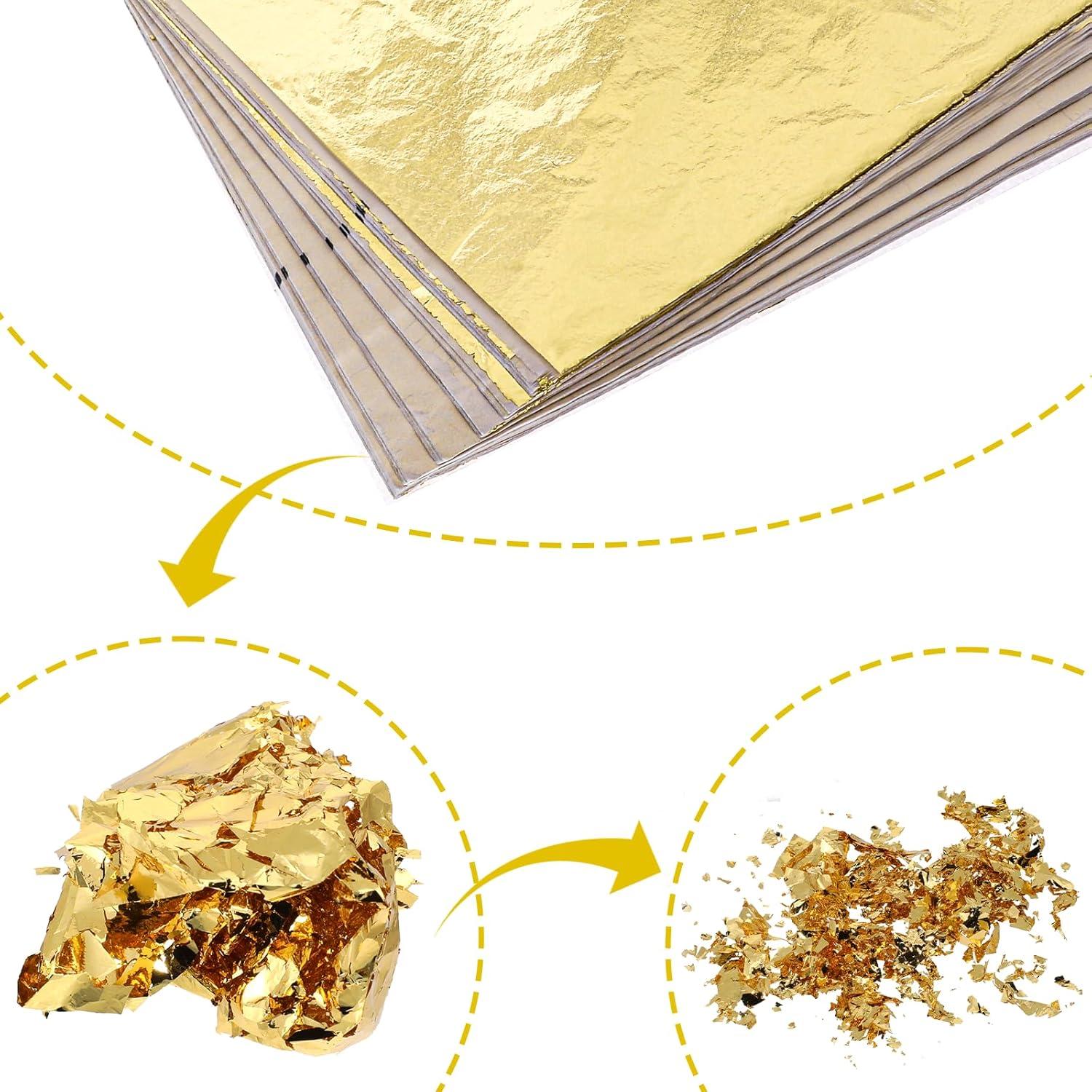 100 Hojas de Foil Dorado y Plateado 14x14 cm para Manualidades