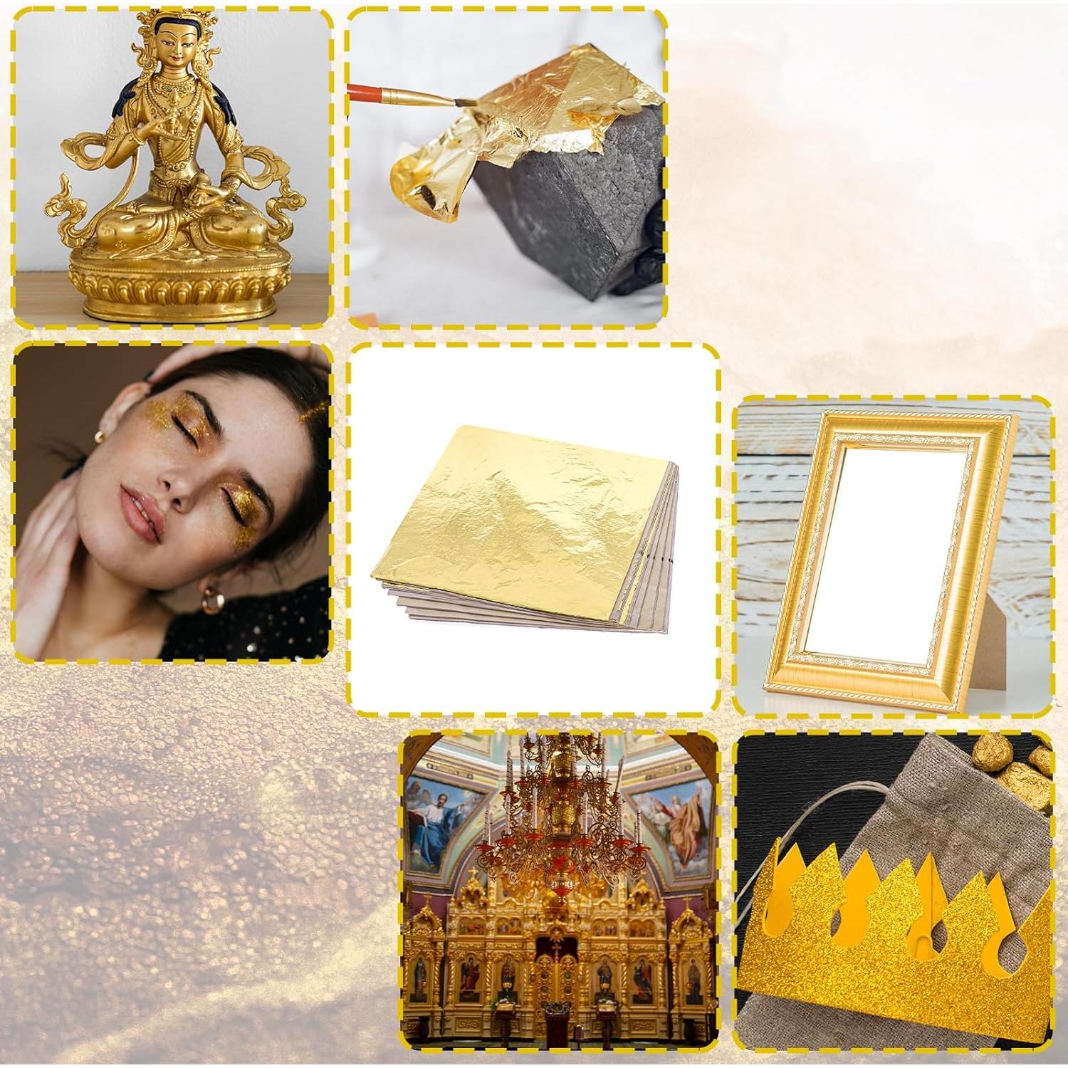 100 Hojas de Foil Dorado y Plateado 14x14 cm para Manualidades