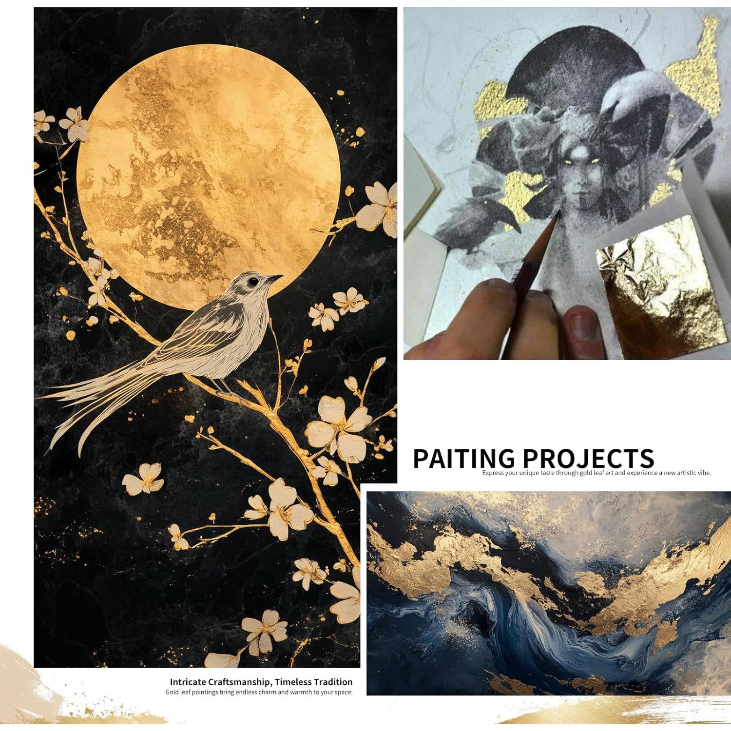 Hojas de Oro Imitación KZZDNN 10 Piezas 6x6 cm para Manualidades