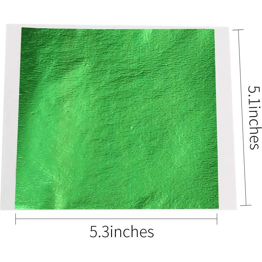 Hojas de Oro Imitación KINNO 100 Hojas Verde 13cm para Manualidades