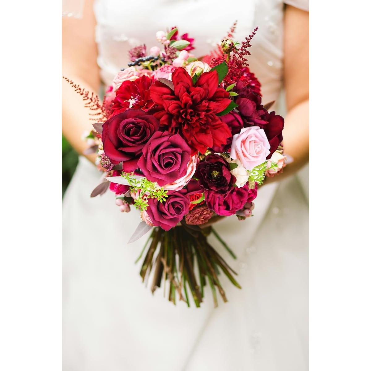 Ramo de Flores Artificiales FPMSQDY Burdeos Seda 280g