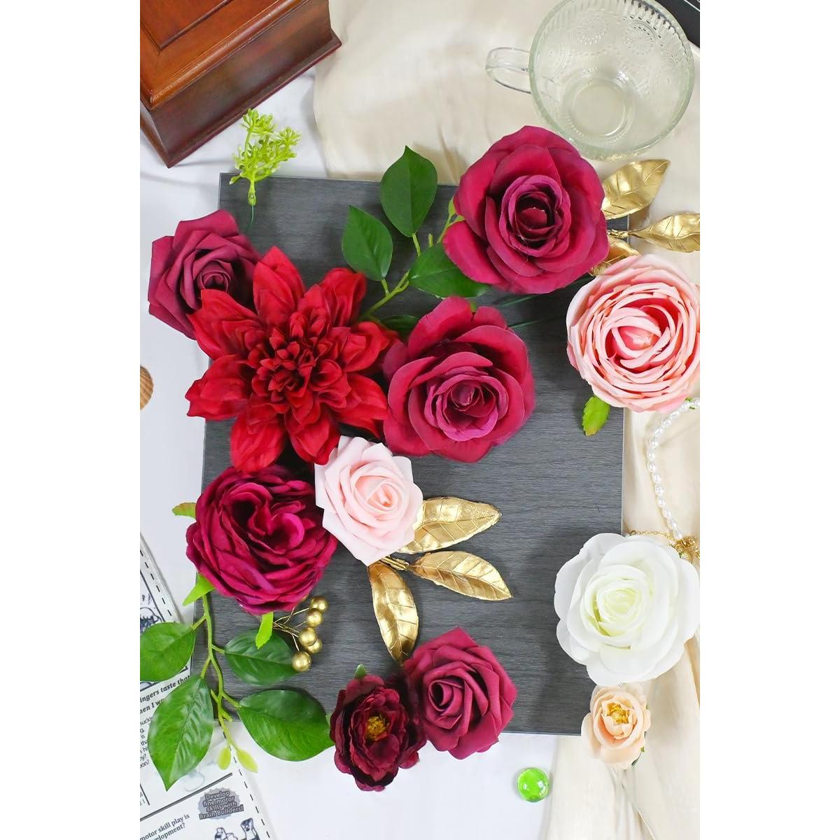 Ramo de Flores Artificiales FPMSQDY Burdeos Seda 280g