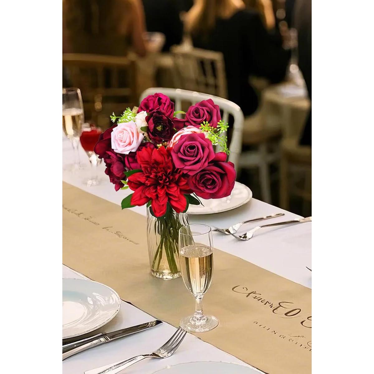 Ramo de Flores Artificiales FPMSQDY Burdeos Seda 280g