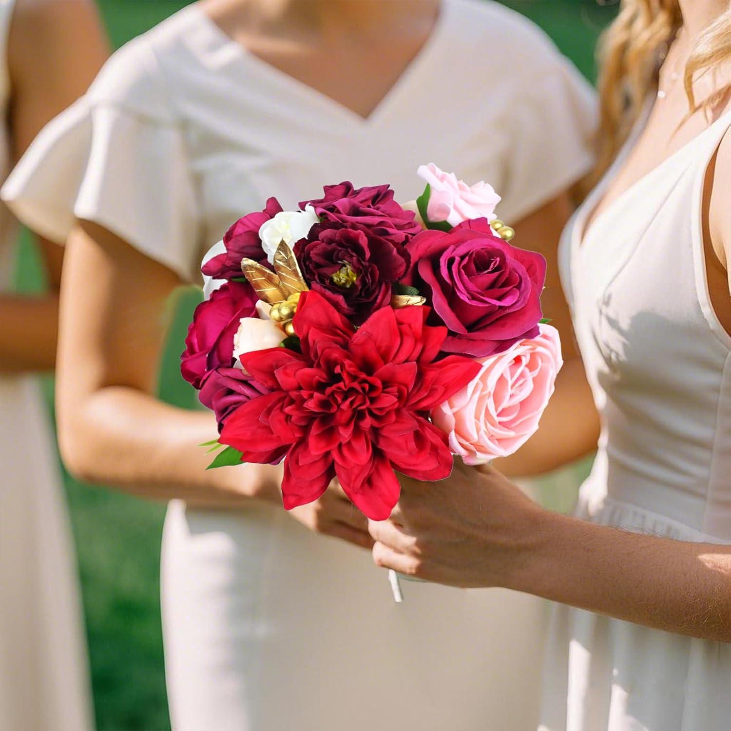 Ramo de Flores Artificiales FPMSQDY Burdeos Seda 280g